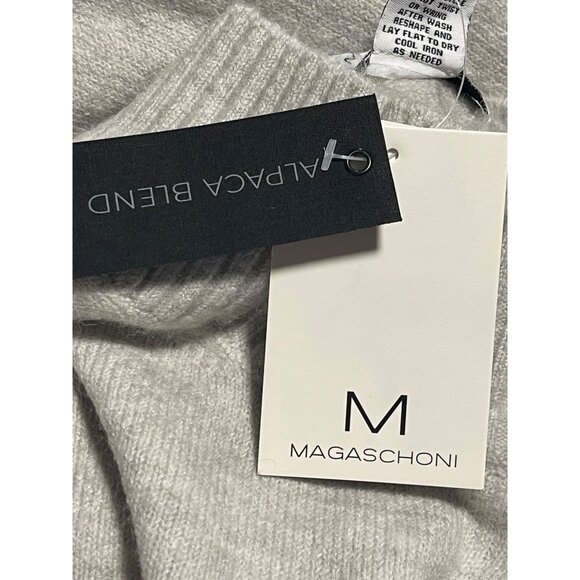 Magaschoni Alpaca Blend Turtleneck Sweater Womens M Pale Grey Ribbed Knit Cozy - Picture 7 of 8